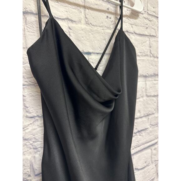ASTR The Label Black Palisades Cowl Neck Slip Dress Adjustable Tie Back SZ L New - Picture 1 of 6